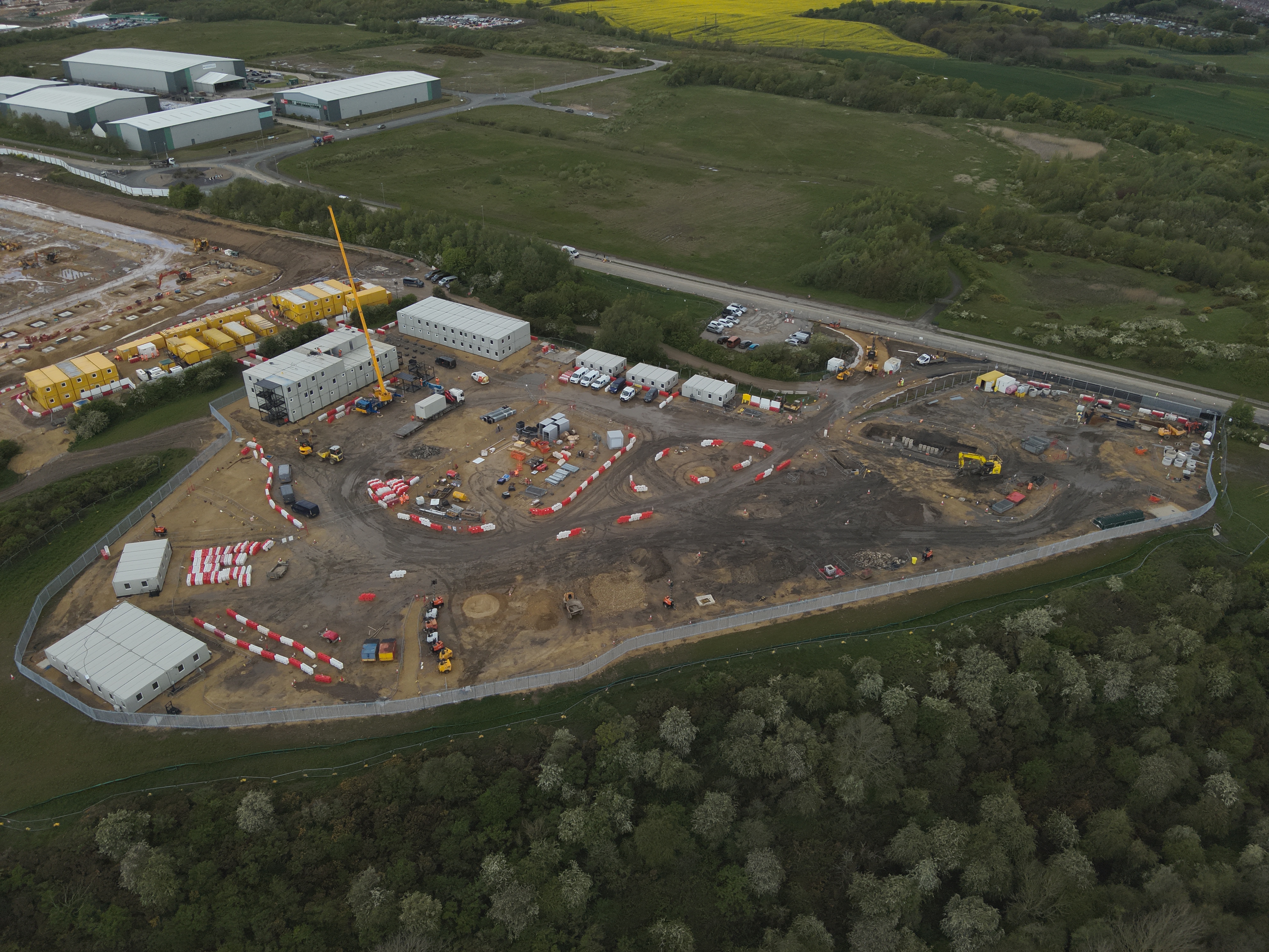 Aerial construction progress view