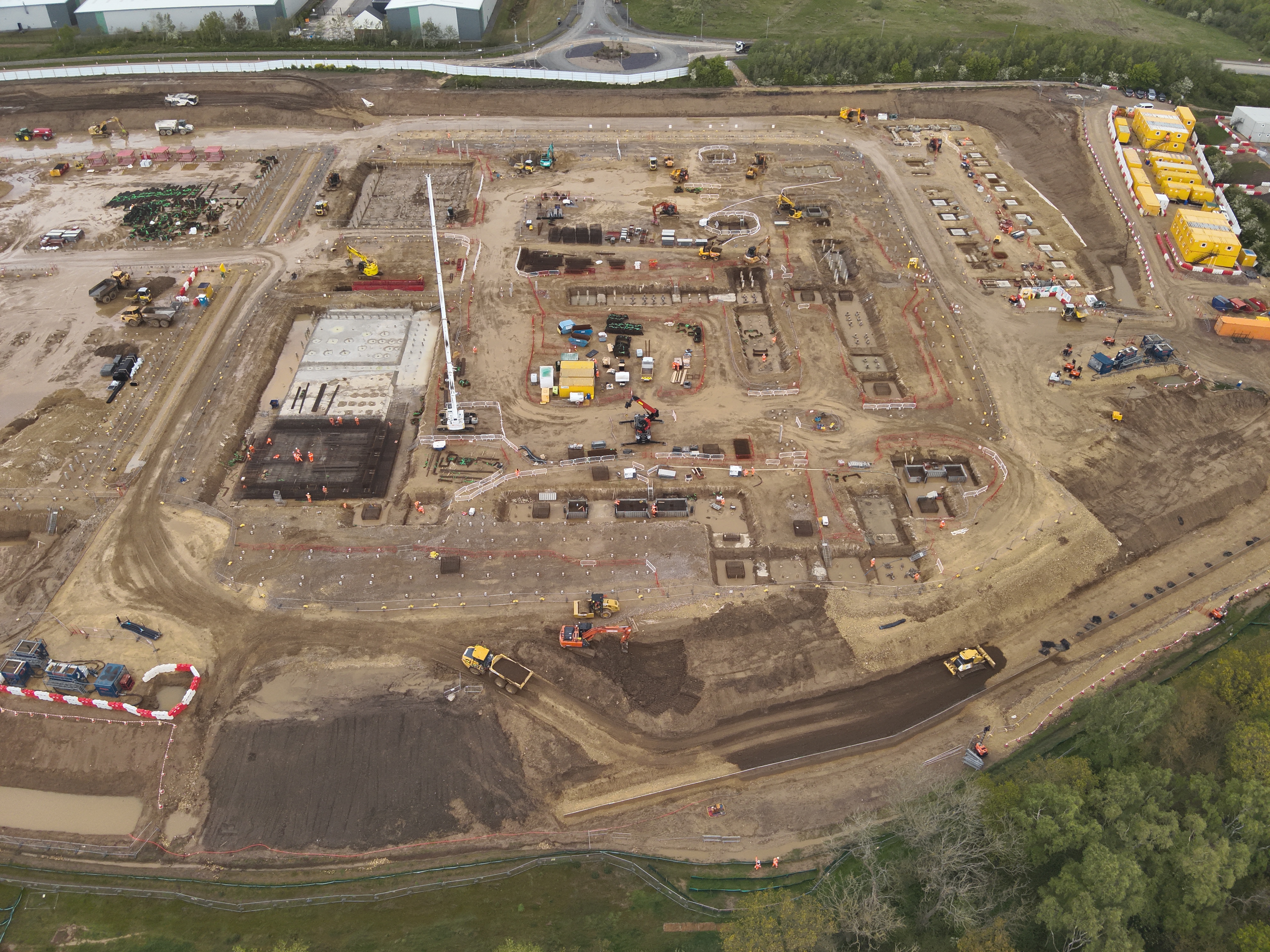 Aerial construction progress view