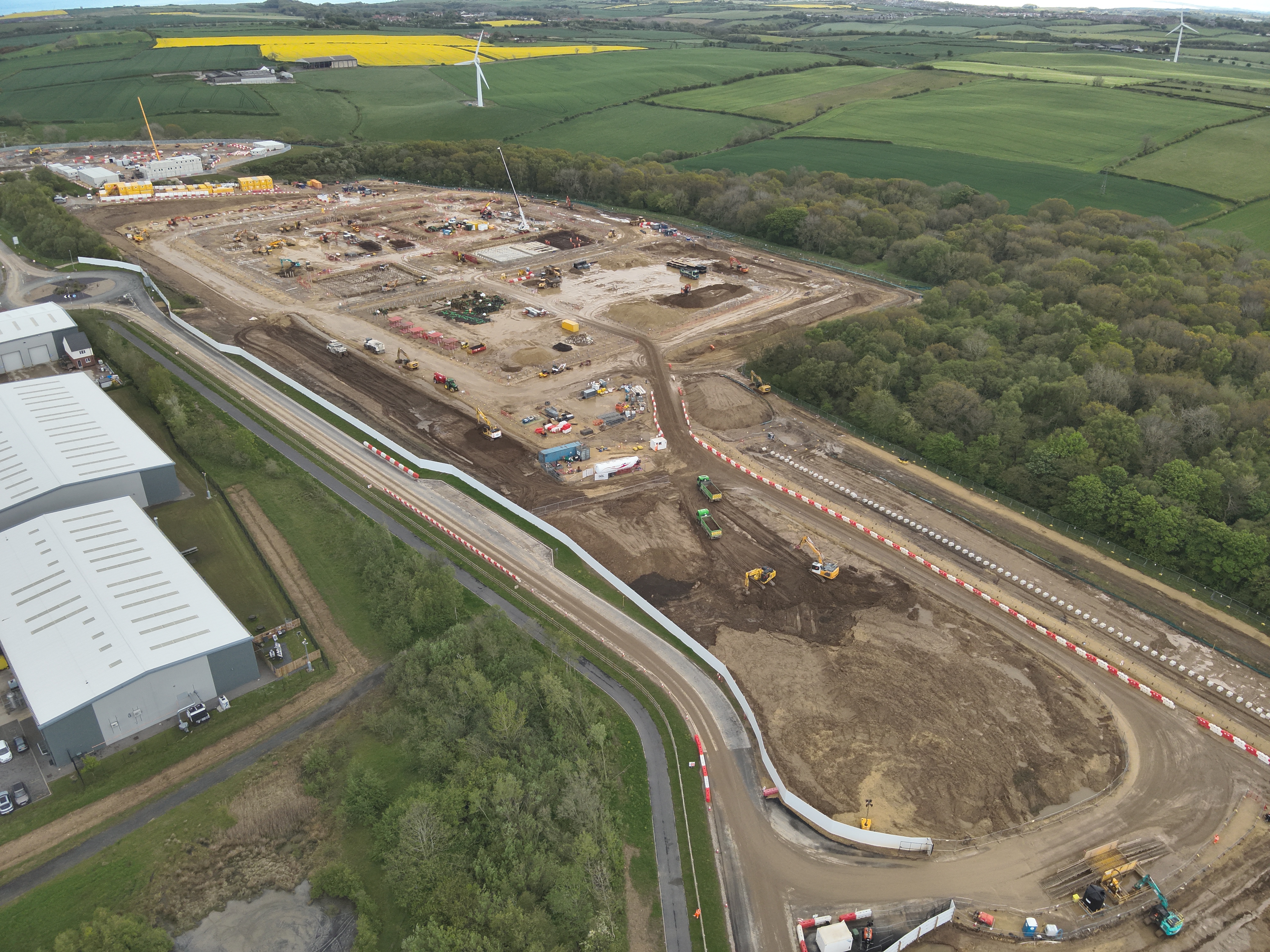 Aerial construction progress view